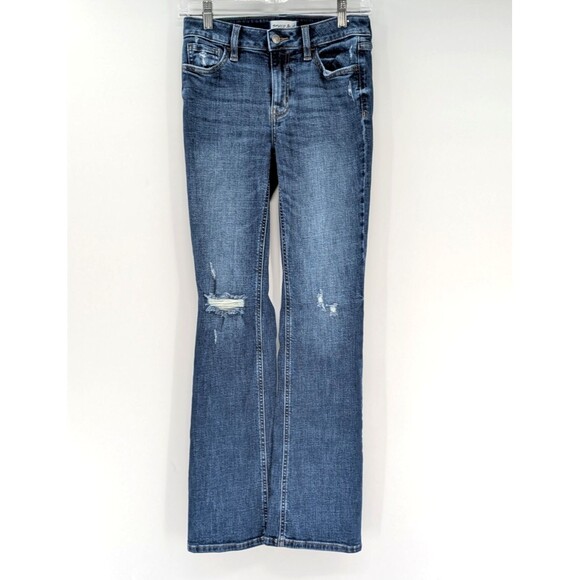 Studio Blue Bootcut Flare Stretch Mid Rise Distressed Denim Jeans Size 26 - Picture 1 of 10